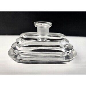 Bohemia Desna Glass Perfume Bottle Art Deco Stepped Tiered Czech No Stopper 4.25